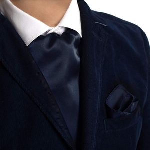 Mens Solid Color Ascot & Pocket Square Set Black